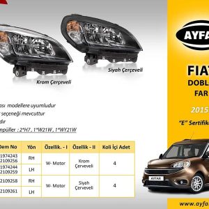 FAR SOL KROM ÇERÇEVELİ FIAT DOBLO 15 51974244-52109259
