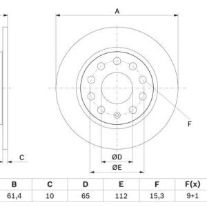 FREN DİSKİ ARKA SKODA OCTAVIA III 12 20 253x10x61.4