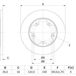 ARKA FREN DISKI TRANSIT V363 14 TEK TEKER A.CEKER DUZ 308MM 5 BIJON