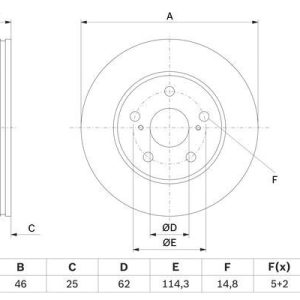 ÖN FREN DİSKİ HAVA KANALLI TOYOTA COROLLA 1.6L 1ZR-FAE ZRE210 19- / 1.2L 8NR-FTS NRE210 / 1.8L 2ZR-FXE hybrid ZWE211 19- / YARIS CROSS 1.5L 20- 282