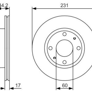 FREN DİSKİ. ÖN. 231 MM / 17-15 MM HAVA KANALLI
