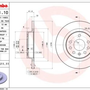 ARKA FREN AYNASI VECTRA C 02 SIGNUM 03 SAAB 9.3 02 CROMA 05 278x12x5DL DOLU 569115-9156785-51799235-95526639