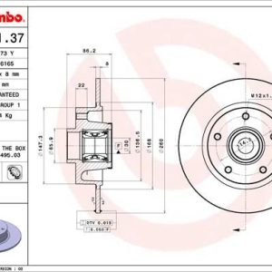 ARKA FREN DİSKİ RENAULT MEGANE IV 15 DIŞ CAP: 260 MM K:86 MM 5 DELİK 432027412R-432000185R-432006609R