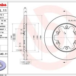ARKA FREN AYNASI TRANSİT V363 14 ÇİFT TEKER 308x18x122.5x22x6DL KK312A315BB-BK312A315BD-1815600
