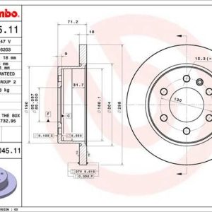 FREN DISKI ARKA MERCEDES SPRINTER B907 B910 18 KOD: -B25 A9104230200
