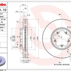 ON FREN DISKI AYNASI TRANSIT CUSTOM V362-V363 12 ARKA TEK TEKER CAP 288 33 BK211125B1D-BK211125BD-2110010