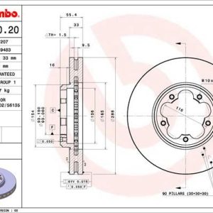 ON FREN DISKI AYNASI TRANSIT CUSTOM V362 12 ARKA TEK TEKER CAP 288 33 BK211125HA-BK211125GA-2221678