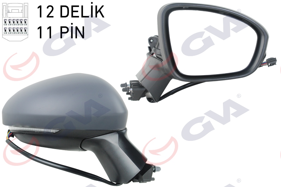 DIŞ DİKİZ AYNASI SAĞ ELEKTRİKLİ ISITMALI SİNYALLİ KATLANIR SENSÖRLÜ ASTARLI KONVEKS CLIO V 19- 12H11P 963017280R-963742692R-963651460R