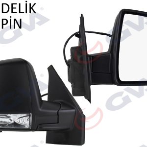 DIŞ DİKİZ AYNASI SAĞ DOBLO 11 ELEKTRİKLİ SİNYALLİ SİYAH KAPAKLI TEK CAM KONVEKS 8 FİŞ VM-668EHR 735528041-735668189