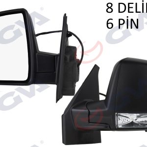 DIŞ DİKİZ AYNASI SOL DOBLO 11 ELEKTRİKLİ SİNYALLİ SİYAH KAPAKLI TEK CAM KONVEKS 6 FİŞ VM-668EHL
