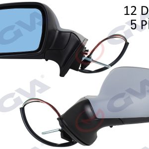 DIŞ DİKİZ AYNASI SOL 407 05 ELEKTRİKLİ ISITMALI MAVİ CAM ASTARLI KONVEKS 5 FİŞ VM-204EHPL