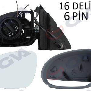 DIŞ DİKİZ AYNASI SOL JETTA 04 GOLF V 05 ELEKTRİKLİ ISITMALI SİNYALLİ ASTARLI ASFERİK 7 FİŞ VM-381EHPAL 1K1857502AR9B9-1K1857507BG
