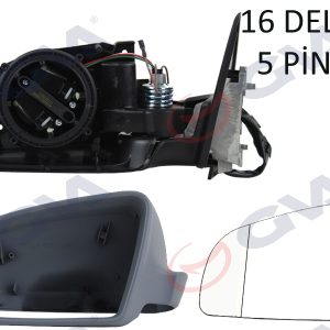 DIŞ DİKİZ AYNASI SOL A3 03 ELEKTRİKLİ ISITMALI 3 KAPILI ASTARLI ASFERİKLI 5 FİŞ VM-011EHAL 8P1858531A01C