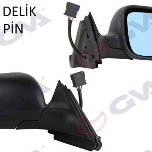 DIŞ DİKİZ AYNASI SAĞ A3 96-00 ELEKTRİKLİ ISITMALI MAVİ CAM KONVEKS VM-042R 8L1858532H-4B1857536C