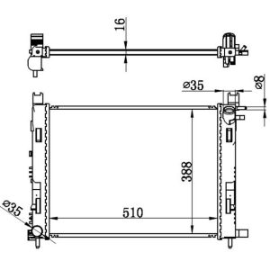 MOTOR SU RADYATORU CAPTUR I 12 CLIO IV 12 DOKKER 12 SYMBOL III 14 SANDERO II 12 0.9 TCE 1.2 TCE 1.5 DCI 1.6 506x414x18 MEKANİK 214107326R-214100055R