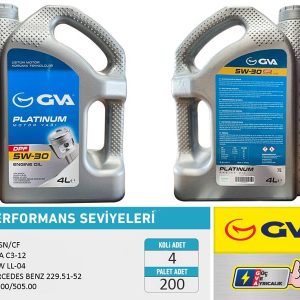 MOTOR YAĞI 5W30 4 LT PLATINUM PARTİKÜLLÜ-DPF TAM SENTETİK API SN/CF 5W30-93165556-7711943761