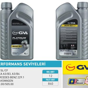MOTOR YAĞI 20W50 1 LT PLATINUM MİNERAL API SL/CF