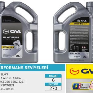 MOTOR YAĞI 20W50 3 LT PLATINUM MİNERAL API SL/CF 20W50