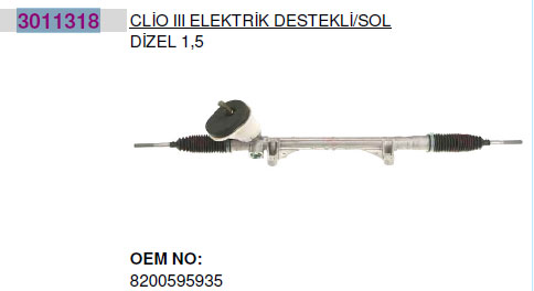 3011318 DİREKSİYON KUTUSU ELEKTRİKLİ ALÜM.JANT 16J CLIO III 05 MODUS 04 MICRA III 03 8200124407-48001BC46A-8200565646