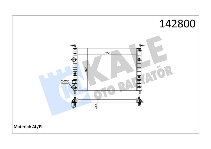 RADYATÖR PALIO 1.2-ALBEA 1.6 AC KLİMASIZ MEK 530x379x22 2 SIRA AL PL SİSTEM 46815887-46819261-46833511