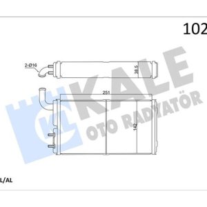 KALORİFER RADYATÖRÜ BRAZING VERSİYONU KL271100 FIAT-TOFAŞ SKD MURAT 131 ŞAHİN DOĞAN SLX 1.6 74 AT/MT BORULU-MUSLUKSUZ MEKANİK 250X140X42