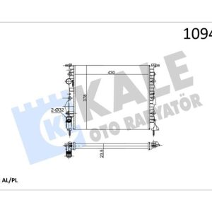 RADYATÖR CLIO II-LOGAN 04 KNG 01 MGN 96 1.4-1.61.5D-1.9 KLİMASIZ MEK 430x377.5x23 2 SIRA AL PL 7700838134-7700836301-7700436693