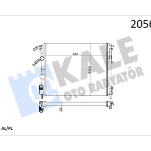 RADYATÖR CLIO II-KNG-LOGAN1.5 DCI-1.6 16V-1.9 DTI-K4M AC KLİMASIZ MEK 480x414.5x23 2SIRA AL PL 7700428082