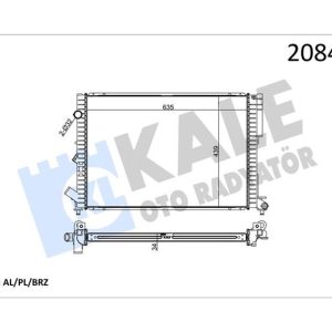 RADYATÖR LGN 1.8-2.0 16V-2.2 D ESPACE III 2.0 AC MEK OTOM 1 SIRA PA SİSTEM 635x441x47 7701044076-7701038219-7701043411
