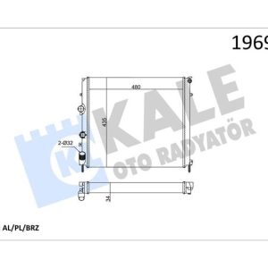 RADYATÖR KNG 97 1.9D KLİMASIZ MEK 479x442x34 1 SIRA ALB SİSTEM 8200747214-7701352898-7700312858