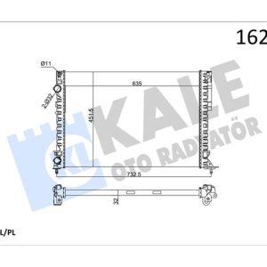 RADYATÖR LGN 97-01 -ESPACE III 99-02 1.6-1.8-2.0-1.9D KLİMASIZ MEK 635x425x18 2 SIRA AL PL 7701045345-7701045410-7701049754