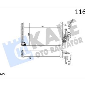 KALORİFER RADYATÖRÜ FIAT TEMPRA 95 01 TİPO 95 01 ALFA ROMEO 145 95 01 146 94 01 155 92 97 250x158x42 MUSLUKLU 7754065-7582699-7754068