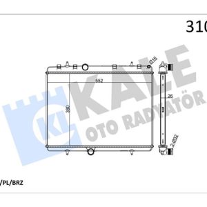 RADYATÖR 307-407-C4-C5-BERLINGO-PARTNER1.6-1.8-2.0 HDİ AC KLİMASIZ MEK 380x552x26 1330.Y5-1330.F5-1330.P9-1330.W2