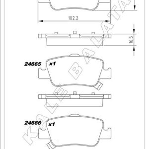 ARKA FREN BALATA TOYOTA AURIS. COROLLA 1.33L 1.6L 1NR-FE 1ZR-FAE NRE180 ZRE181 ZRE185 12- 1.4L 1ND-FTV D-4D NDE150 NDE180 07-