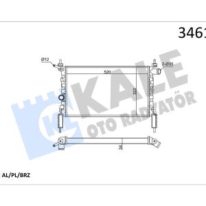 RADYATÖR BRAZİNG ASTRA F 1.4I-1.6I KLİMASIZ MEK 525x298x22 AL/PL/BRZ 1300112-90469375-1300154-1300140