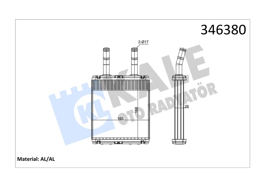 KALORİFER RADYATÖRÜ HYUNDAI ACCENT 1.3L 4G13 95-00 / 1.5L G4EK 95-00 / ADMIRE 1.3L G4EA 01-05 / GETZ 1.3L G4EA 03-05 / 1.5L D3EA CRDi 02-05 -