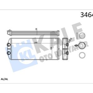 KALORİFER RADYATÖRÜ PARTNER 08 BERLINGO 08 1.6 HDI-VTI P407 04 C4 06 C5 08 1.6 HDI-THP 290X129X26 AL 6448.S7-6448.Q6-6448.S6