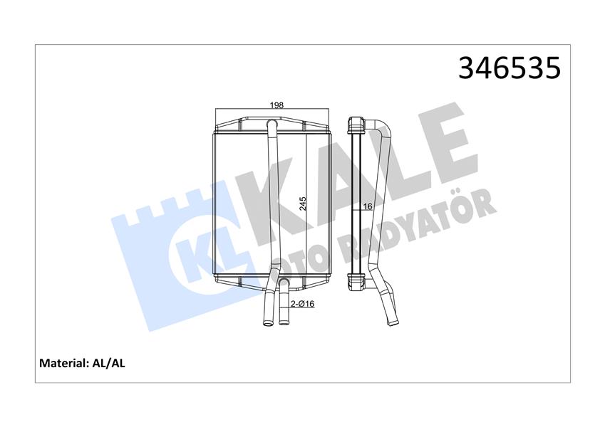 KALORİFER RADYATÖRÜ BRAZİNG KA 96-08 FIESTA IV 95-02 PUMA 97-02 1.3-1.6 247x198x22 1011670-1113626-1206843