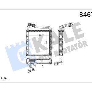KALORİFER RADYATÖRÜ GOLF V-PLUS-OCTAVIA 1.4-1.6-1.9-2.0-PASSAT 1.6-1.9-2.0 153x180x27 Mk Ot AC /- 3C0819031-3C0819031A