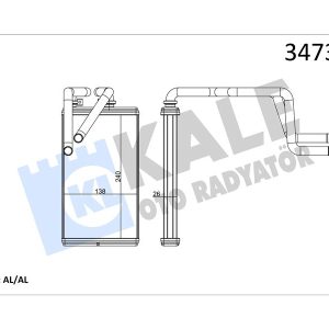 KALORİFER RADYATÖRÜ MITSUBISHI ASX 1.6L 4A92 GA1W 4x2 10- / OUTLANDER 2.0L 4B11 CW4W turbo 4x4 07-1 2 / LANCER 1.6L 4A92 CY1A 10- 1.5L 4A91 CY2A 08 /