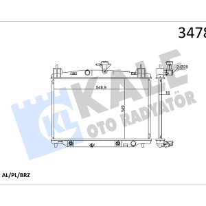 RADYATÖR 2 DE. DH 1.5 07 15 AT AL/BRZ 349X548.9X16