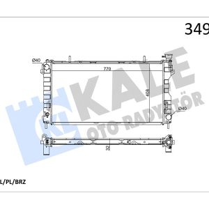 RADYATÖR CHRYSLER VOYAGER IV-DODGE CARAVAN 3.3 3.8 00 08 AT-MT AC-NAC BRAZING 770X408X32 SU RAD YATÖRÜ 4809225 -4809168AC-4809219AD