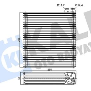 EVAPORATOR TOYOTA COROLLA 1.4-1.6 2.0D-4D 01-08 BRAZING AL/AL 255X265X58 8850102060-8850102080
