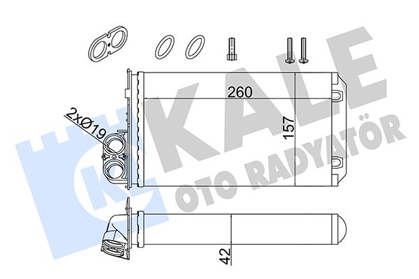 KALORİFER RENAULT TRAFIC II-OPEL VIVARO A-NISSAN PRIMASTAR 1.9/2.0/2.5DCI 01 CONTA İLAVELİ AL/MKNK 260X157X42 93198689 271157059R-2711500Q0E-4451005