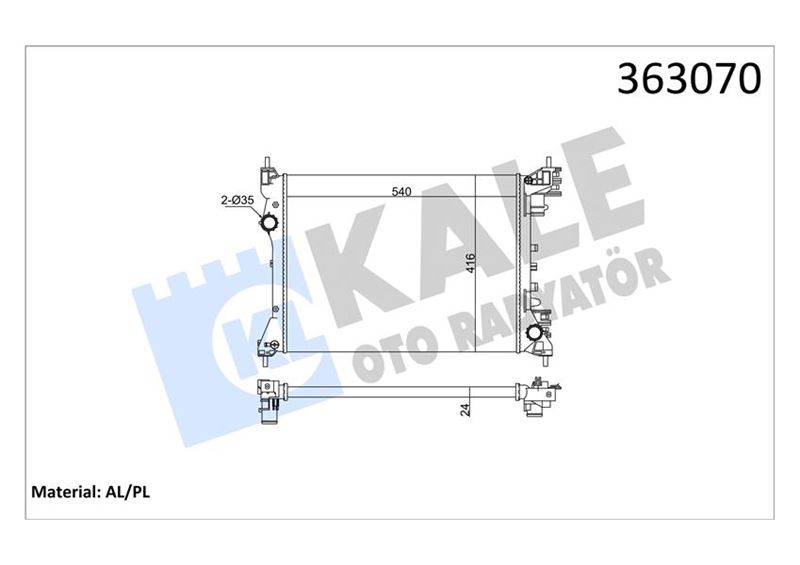 BRAZING VERSİYONU KL351280 FIAT DOBLO 152.263 - OPEL COMBO - ALF ROMEO MITO 10 AC/NAC MT ME KANİK 540X416X24 SU RADYATÖRÜ 1300330-1300347-50512102