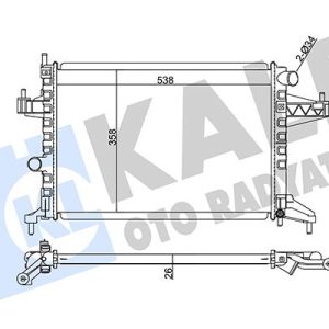 SU RADYATÖRÜ OPEL CORSA C 1.4 1.8 00 COMBO 1.6 1.6CNG 01 TIGRA 1.8 04 MT AC NAC BRAZING 538x358x26 95513833-9196689