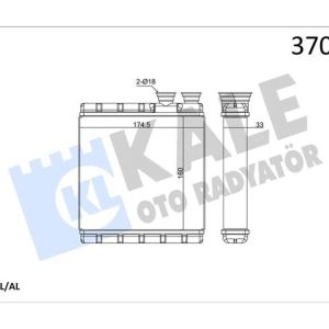 KALORİFER RADYATÖRÜ VW POLO T-CROSS-SEAT ARONA IBIZA V 1.0 1.5TSI 1.6TDI 17 AUDI 2.5 3.0 3.5 4.0TFSI 18 BORUSUZ BRAZING AL 160x174.5x33 2Q0819030A