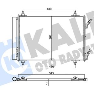 KLİMA KONDENSERİ BERLINGO-PARTNER 08 C4 04 307 00 1.4 16V1.6 16V-2.0 16V AL/AL 570x359x16