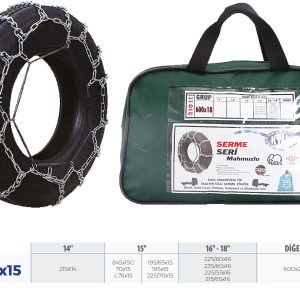 PATİNAJ ZİNCİRİ MİNİBÜS VE KAMYONET SERME 215x65x16 TRANSPORTER ZİNCİR EBATLARI İÇİN RESİME BAKINIZ