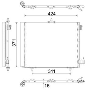KONDENSER 207-208-1007-2008 05 -C2-C3-C3 II 03 DS 3 14 1.4 1.6HDI KURUTUCU İLE AL/AL 420X371X16 6455.JF-96530359-6455.AL-6455.HA
