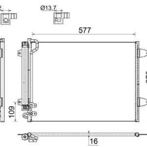 KLİMA KONDENSERİ KURUTUCU İLE PASSAT 05 577x439x16 8FC351317541 3C0820411C-3C0820411E-3C0820411G